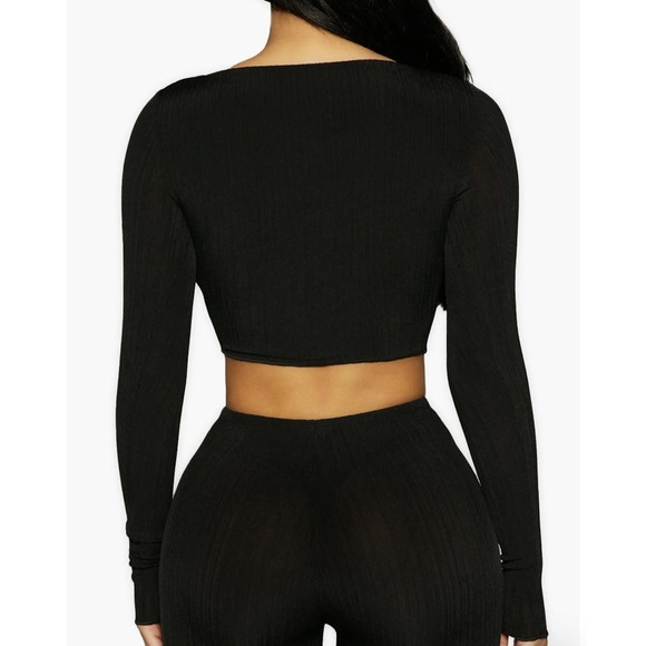 Naked Wardrobe Push My Button Crop Top - Black - Large - New With Tags - Picture 2 of 5